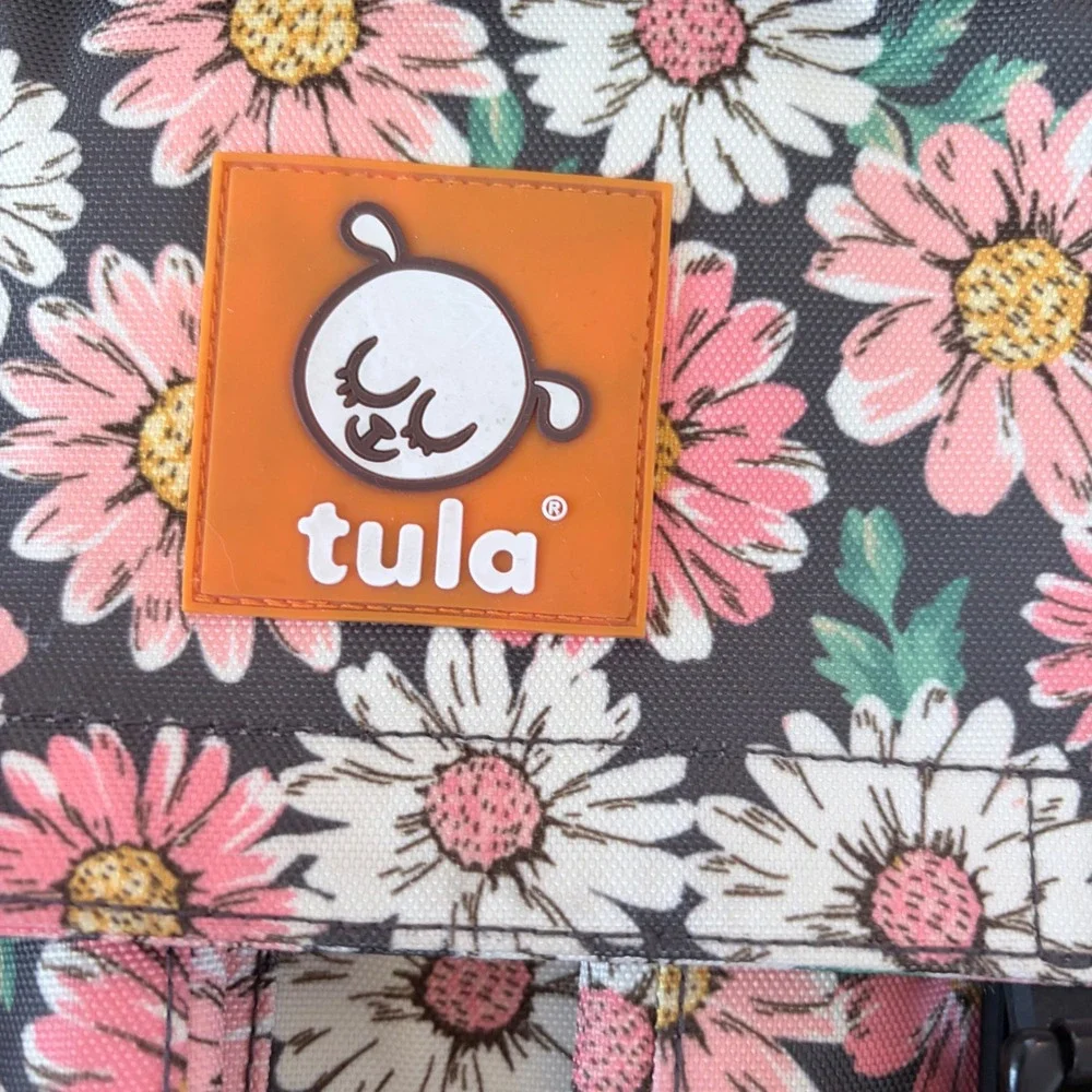 Tula Kids Backpack Pink White Daisy Floral Canvas School Bag